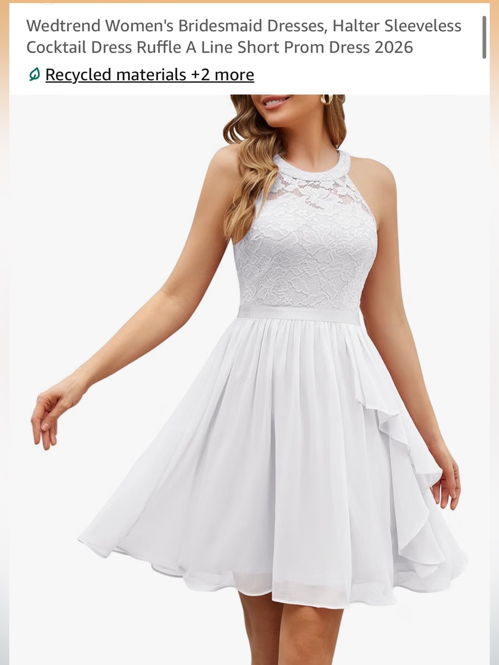 White Lace Halter A-Line Cocktail Dress